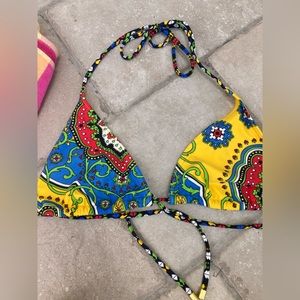 Swim Solutions Yellow Print Bikini with Skirt Bottom